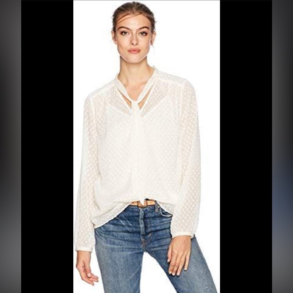 NYDJ Cream Chiffon Tie Blouse - Picture 1 of 5